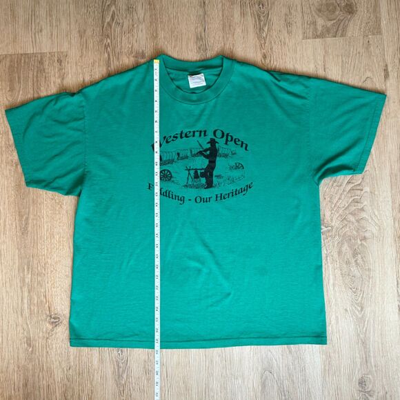 Mad Enterprises Graphic T-Shirt Western Open Green XL USA Vintage Magazine Tee - Picture 6 of 6